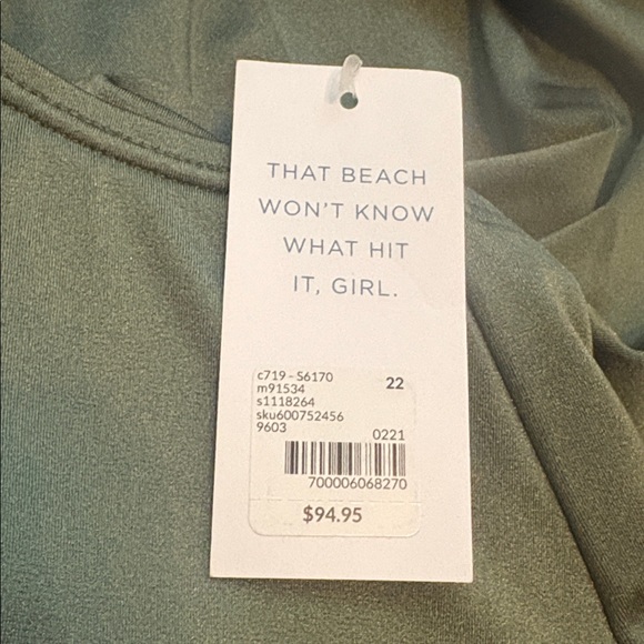 NWT Cacique Swimsuit Lightly Lined No Wire Olive Green Twist Knot One Piece 22 - Picture 8 of 10